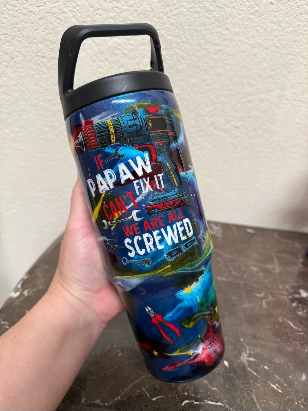 Pawpaw Fathers Day Gift Tumbler Cup 30 oz Clip Mate Flip Top Hydro Bottle